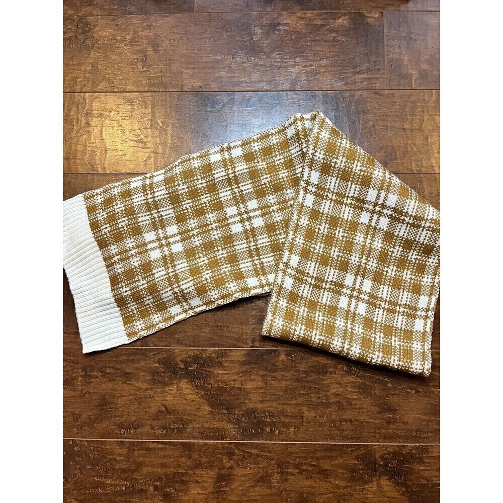 Timberland Unisex Adults' Buffalo Plaid Print Scarf  Camel/Ivory One Size NWT